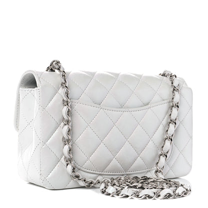 Chanel Iridescent Crumpled Calfskin Quilted Mini Rectangular Flap White 2 of 10