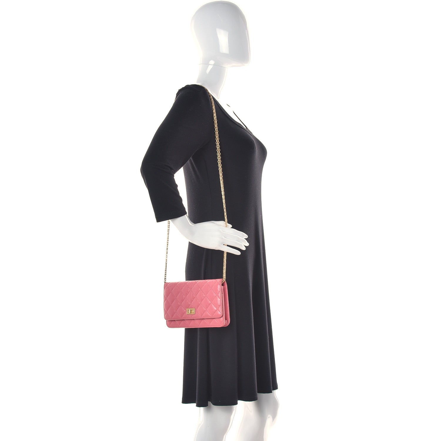 Chanel Aged Calfskin Quilted Reissue Wallet On Chain WOC Pink 2 of 14