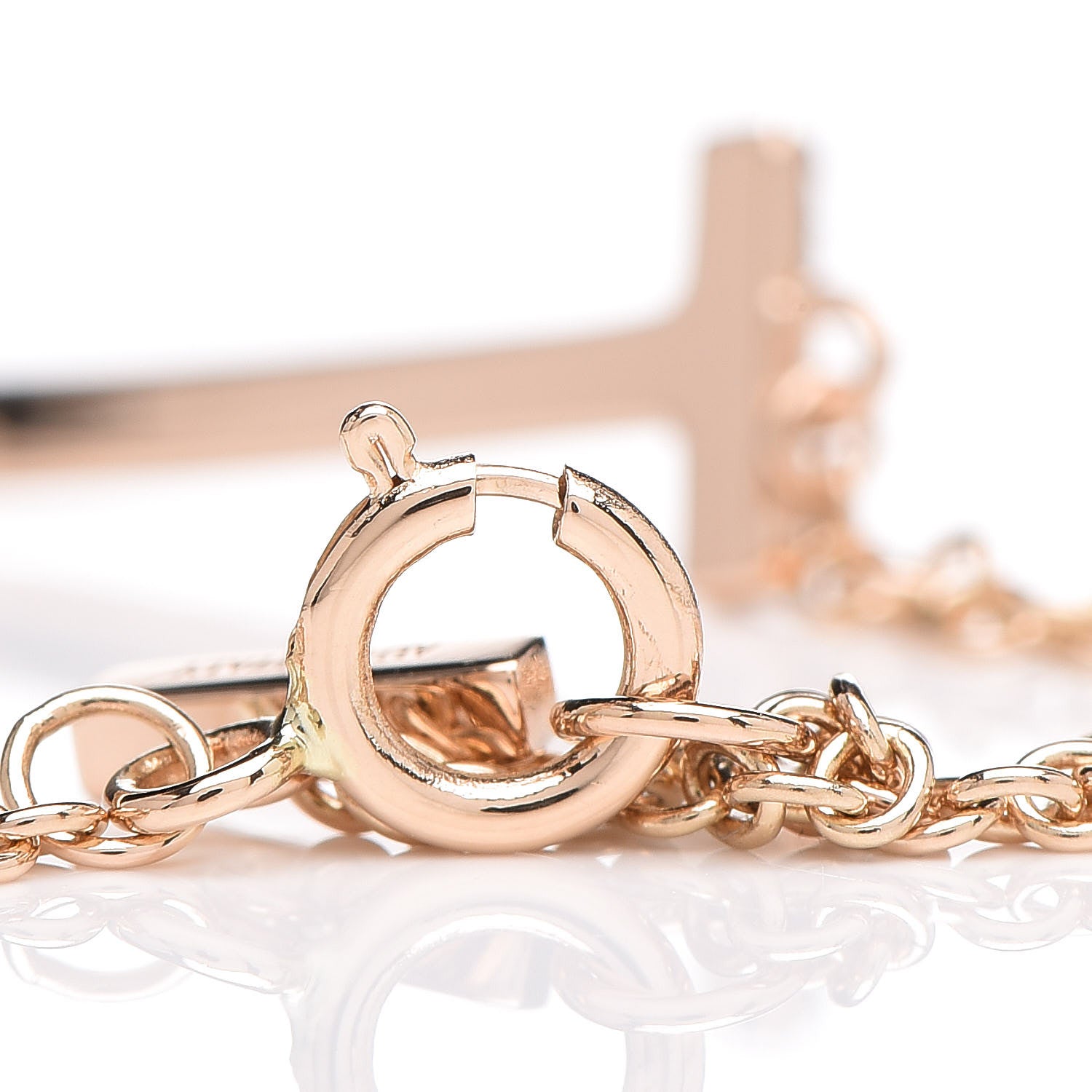Tiffany 18K Rose Gold Diamond T Smile Bracelet 5 of 5