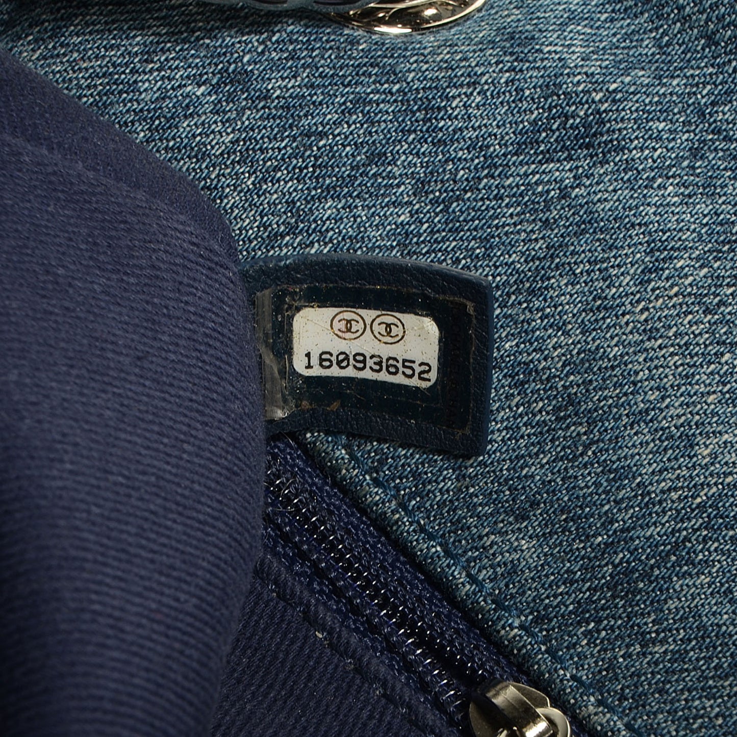 Denim Camellia Embroidered Flap Dark Blue