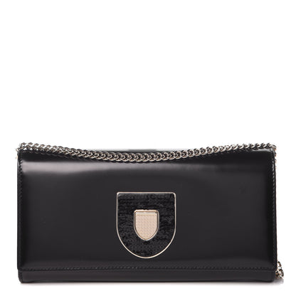 Christian Dior Smooth Calfskin Sequin Large Diorama Club Croisiere Chain Wallet Black 1 of 12