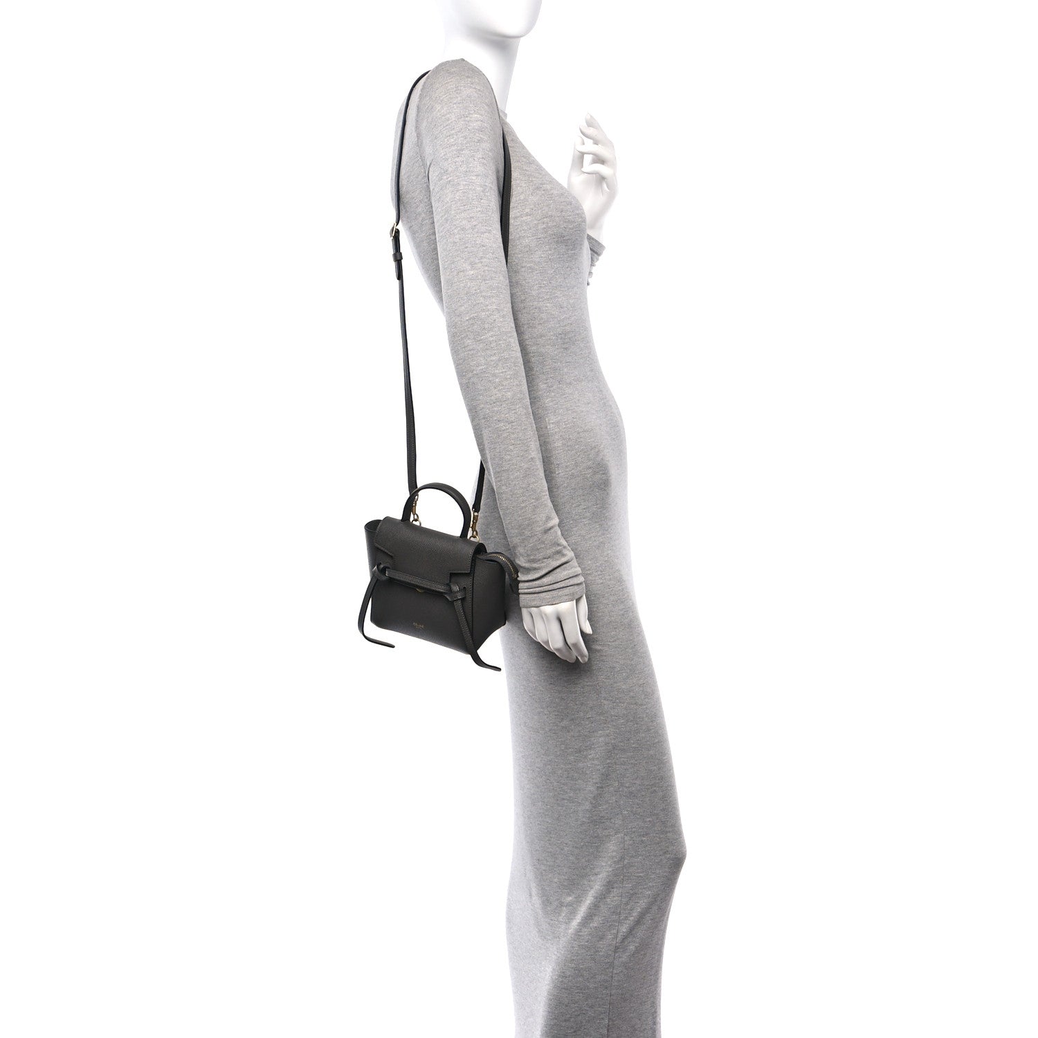 Celine Grained Calfskin Pico Belt Bag Grey 2 of 11