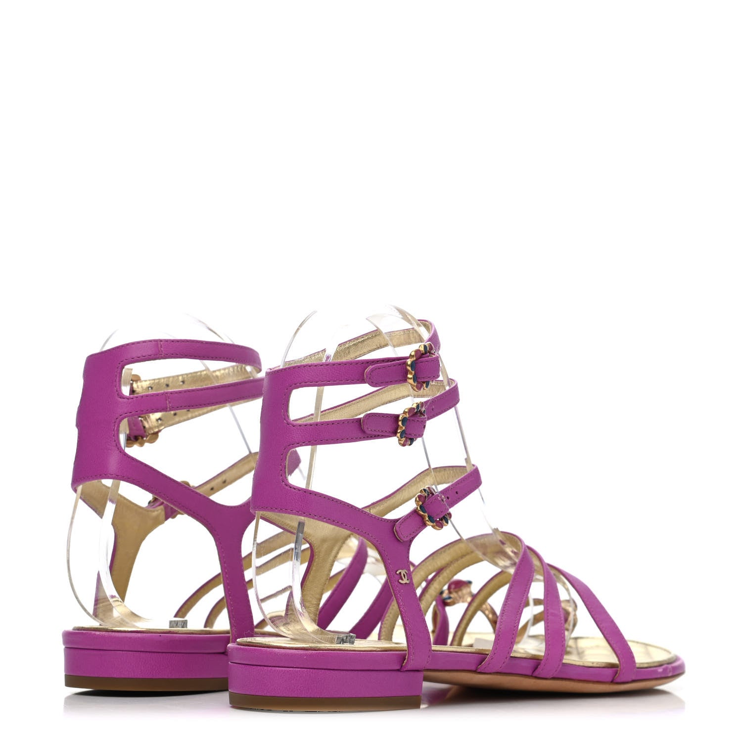 Chanel Lambskin Gripoix Flat Sandals 39 Purple 3 of 4