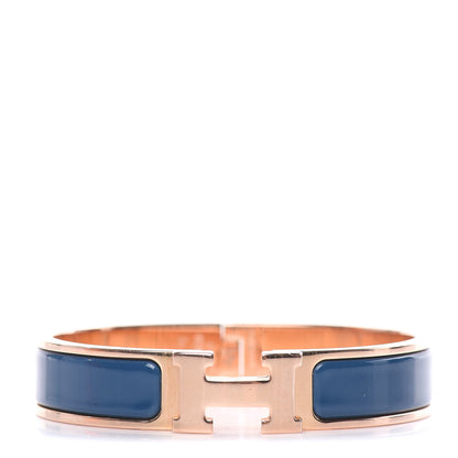 Hermes Enamel Narrow Clic Clac H Bracelet PM Bleu De Genes 1 of 6
