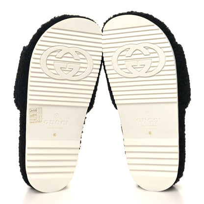 Gucci Merino Interlocking G Slide Sandals 40 Butterscotch Black 5 of 8