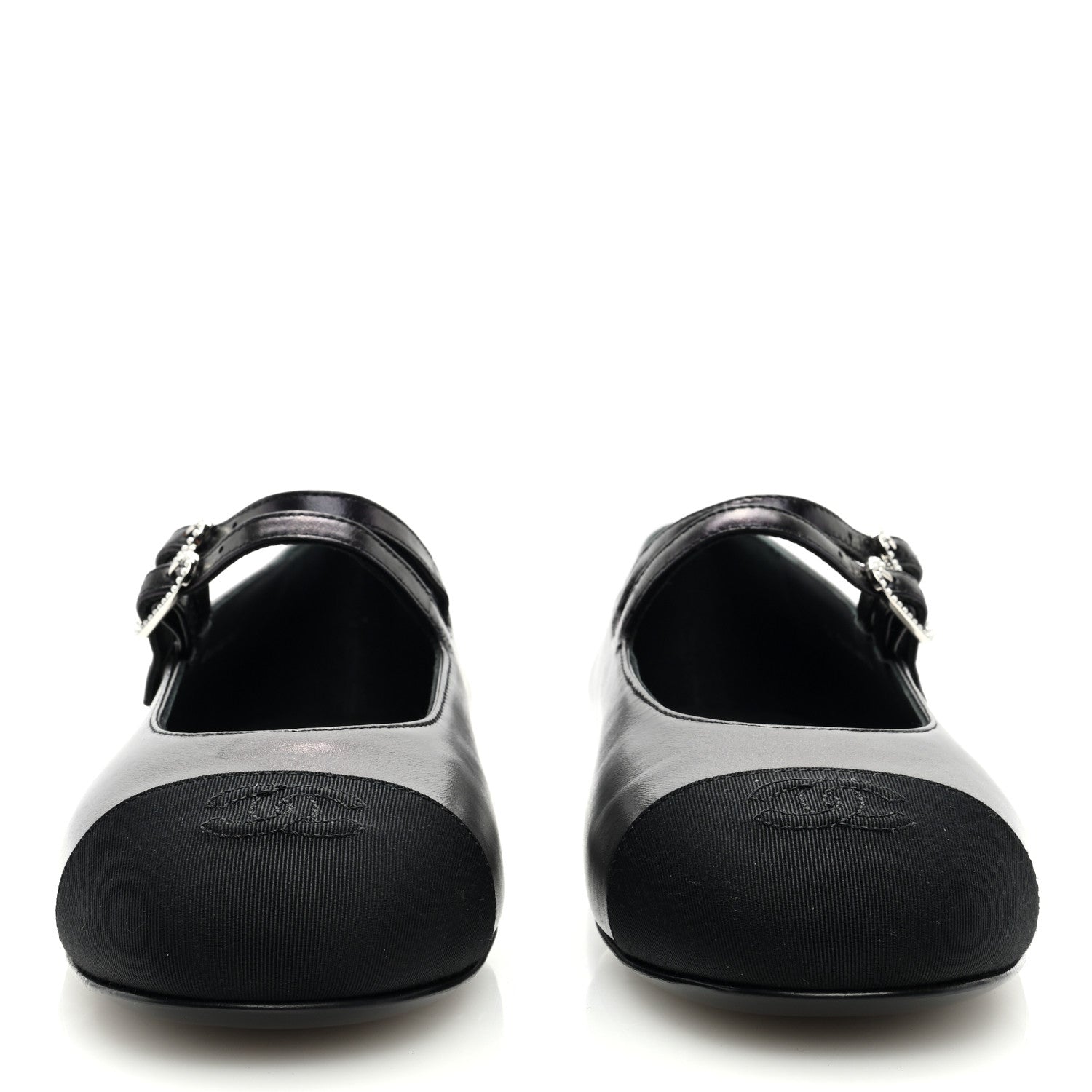 Chanel Pleated Lambskin Grosgrain Cap Toe CC Ballerina Flats 40.5 Black 39 Black 3 of 8