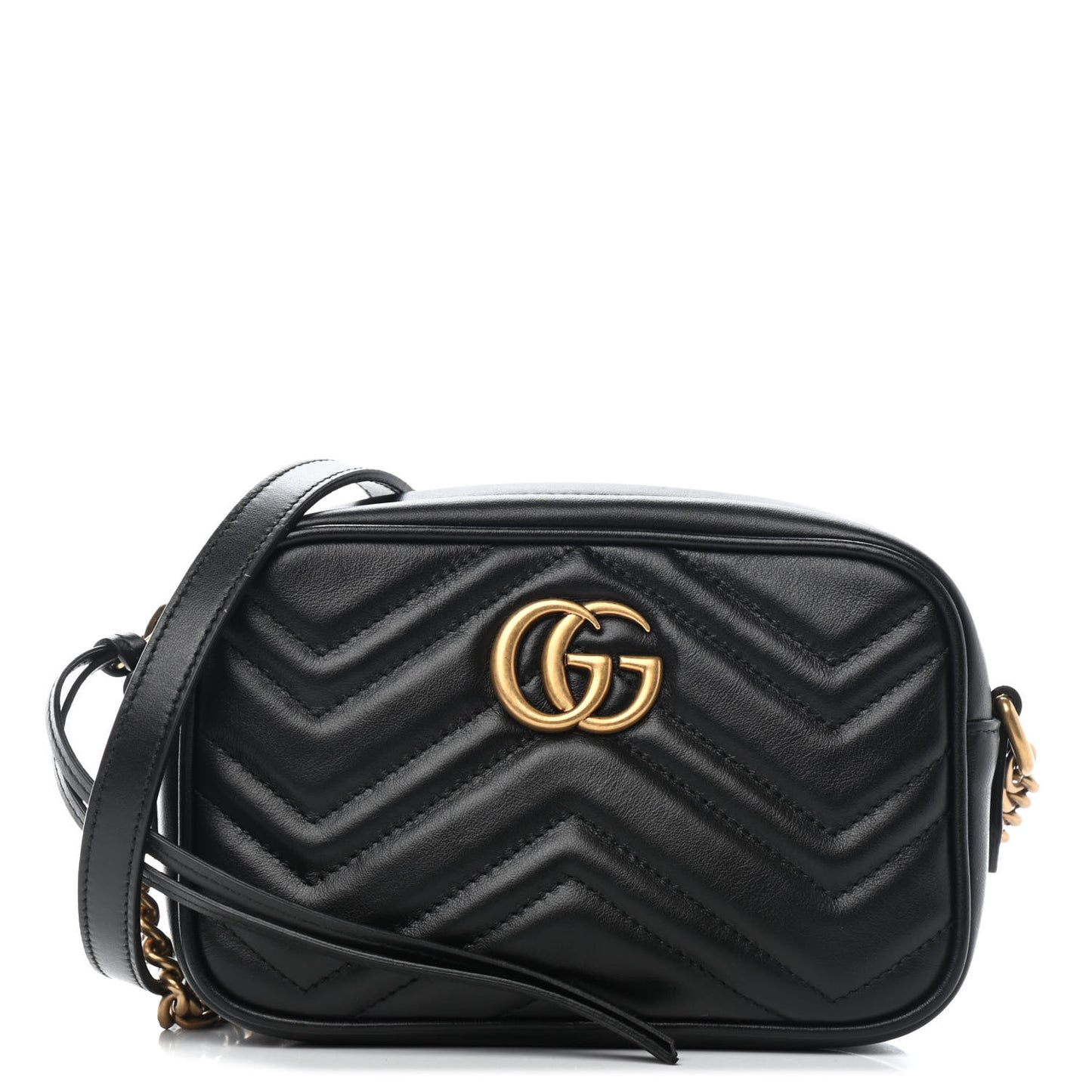 Calfskin Matelasse Mini GG Marmont Chain Shoulder Bag Black