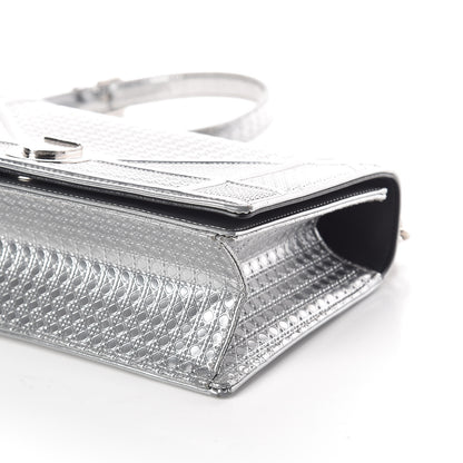 Christian Dior Metallic Patent Micro-Cannage Medium Diorama Flap Bag Silver 9 of 10