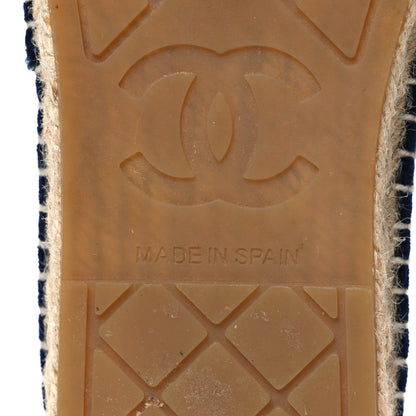 Chanel Velvet Logo Espadrilles 38 Navy Black 8 of 11