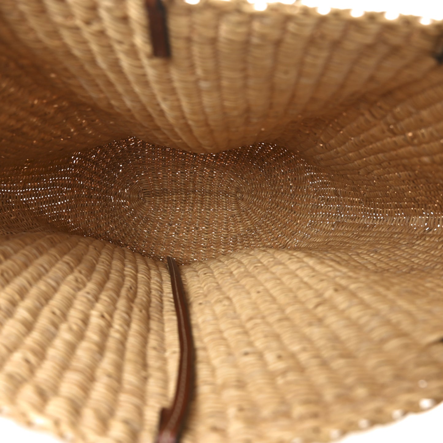 Raffia Calfskin Shell Basket Tote Natural Pecan