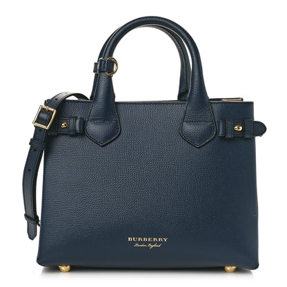 Burberry Grainy Calfskin House Check Small Banner Tote Ink Blue 1 of 7