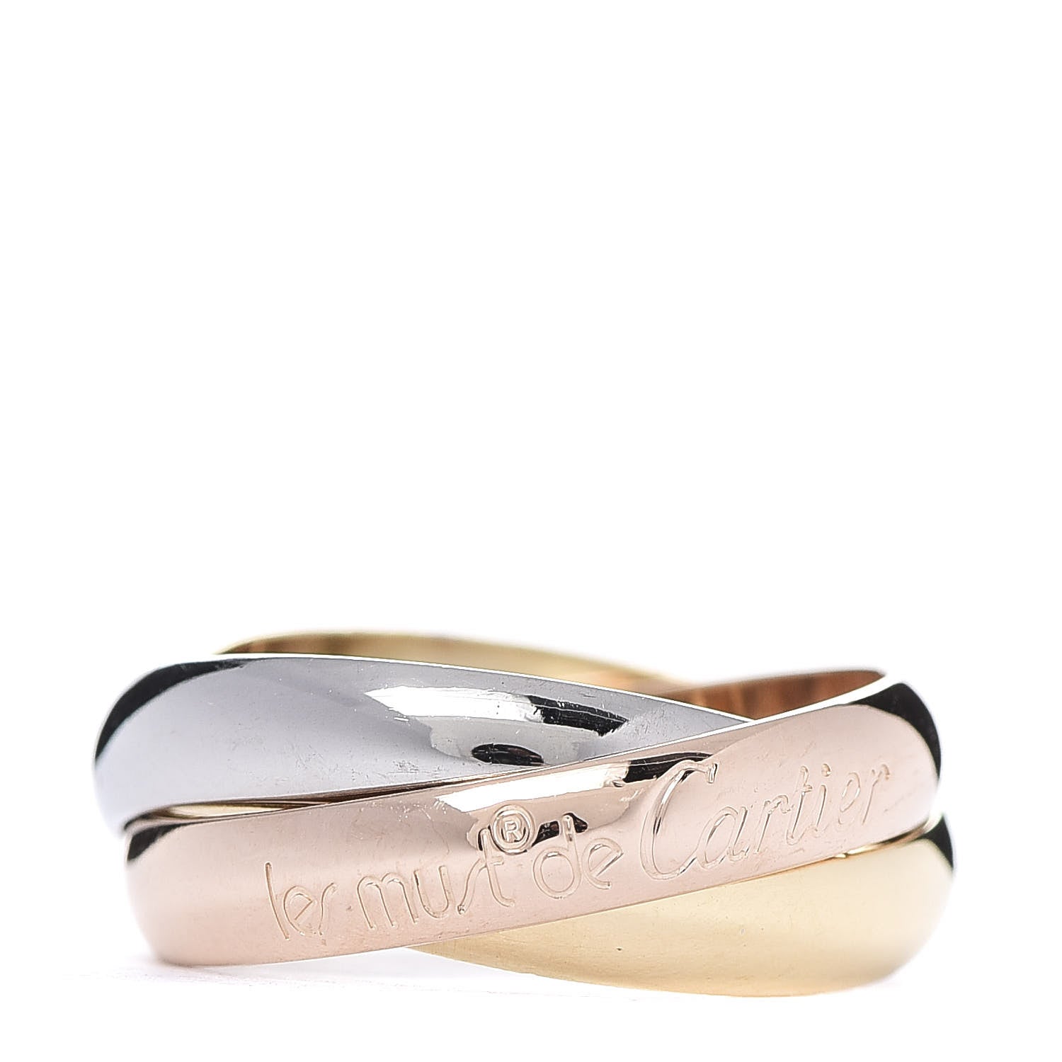 Cartier 18K Pink Yellow White Gold Classic Les Must De Trinity Ring 49 4.75 1 of 5