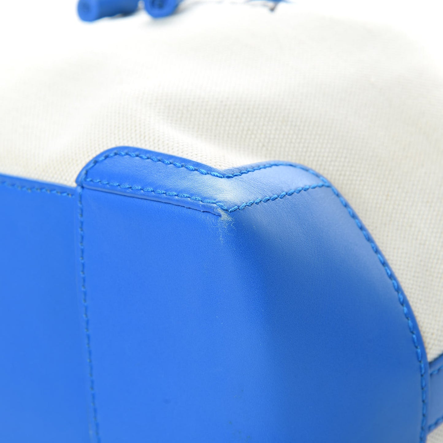 Cotton Canvas Calfskin Bucket Bag Bleu Pacifique
