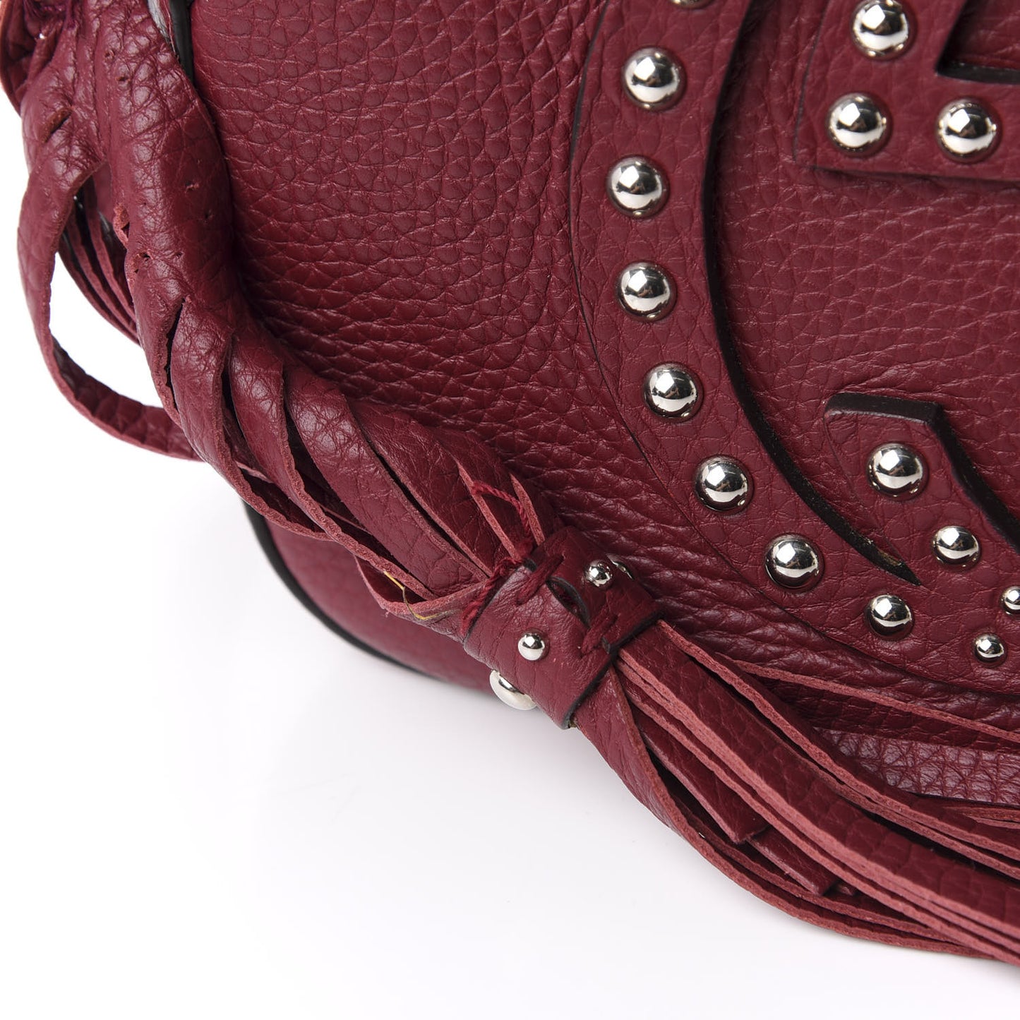 Pebbled Calfskin Studded Small Soho Disco Bag Soft Burgundy