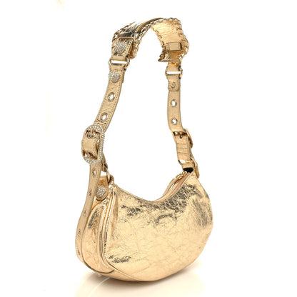 Balenciaga Metallic Agneau Arena Crystal Le Cagole Shoulder Bag XS Light Gold 4 of 12