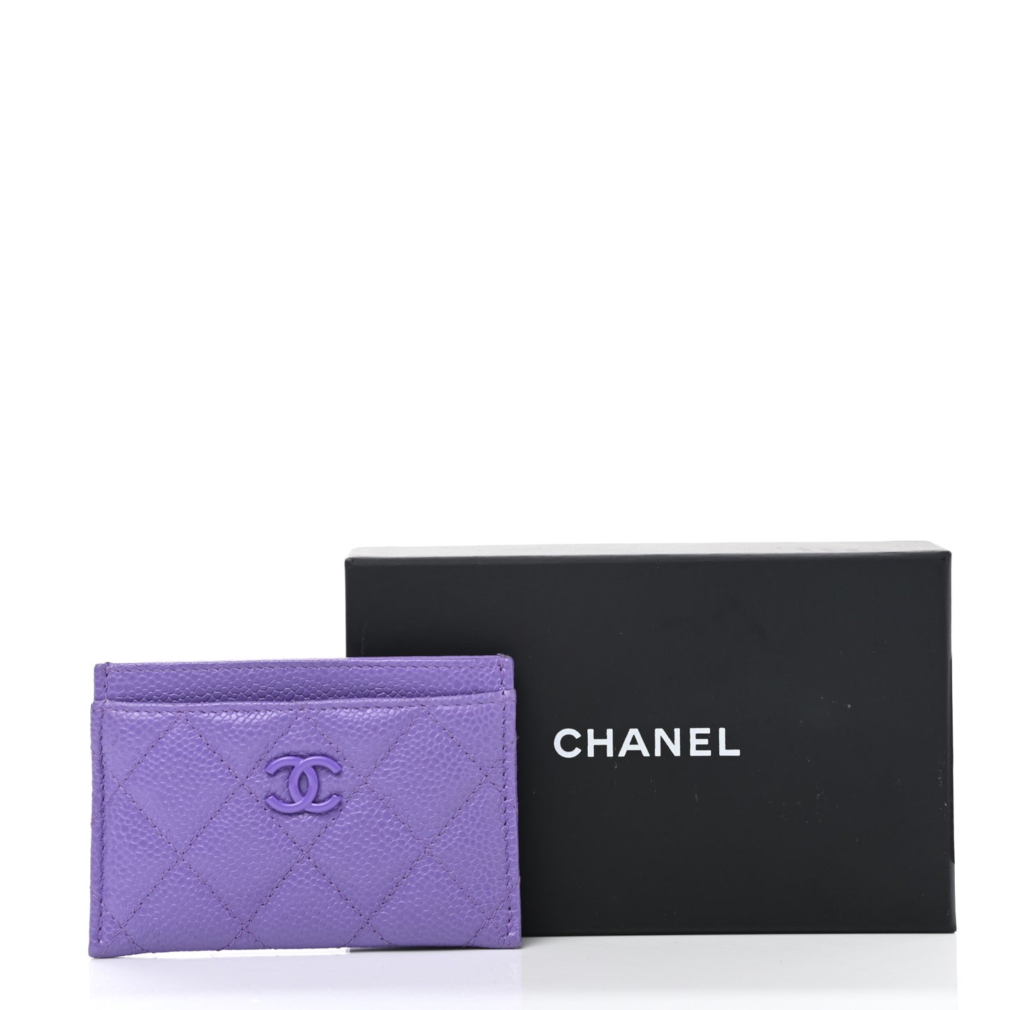 Caviar Quilted Incognito Card Holder Purple