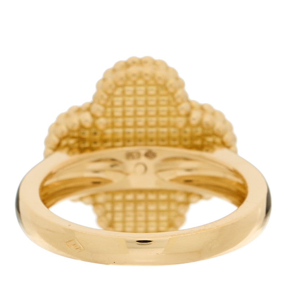 Van Cleef & Arpels 18K Yellow Gold Diamond Mother of Pearl Vintage Alhambra Ring 48 4.5 3 of 6