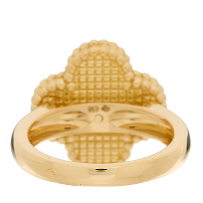 Van Cleef & Arpels 18K Yellow Gold Diamond Mother of Pearl Vintage Alhambra Ring 48 4.5 3 of 6