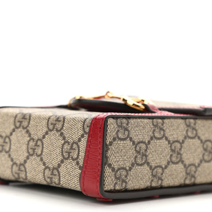 Gucci GG Supreme Monogram Azalea Calfskin Horsebit 1955 Crossbody Bag Beige Ebony New Cherry Red 10 of 10