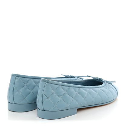 Chanel Lambskin Quilted CC Cap Toe Ballerina Flats 38.5 Blue 4 of 12