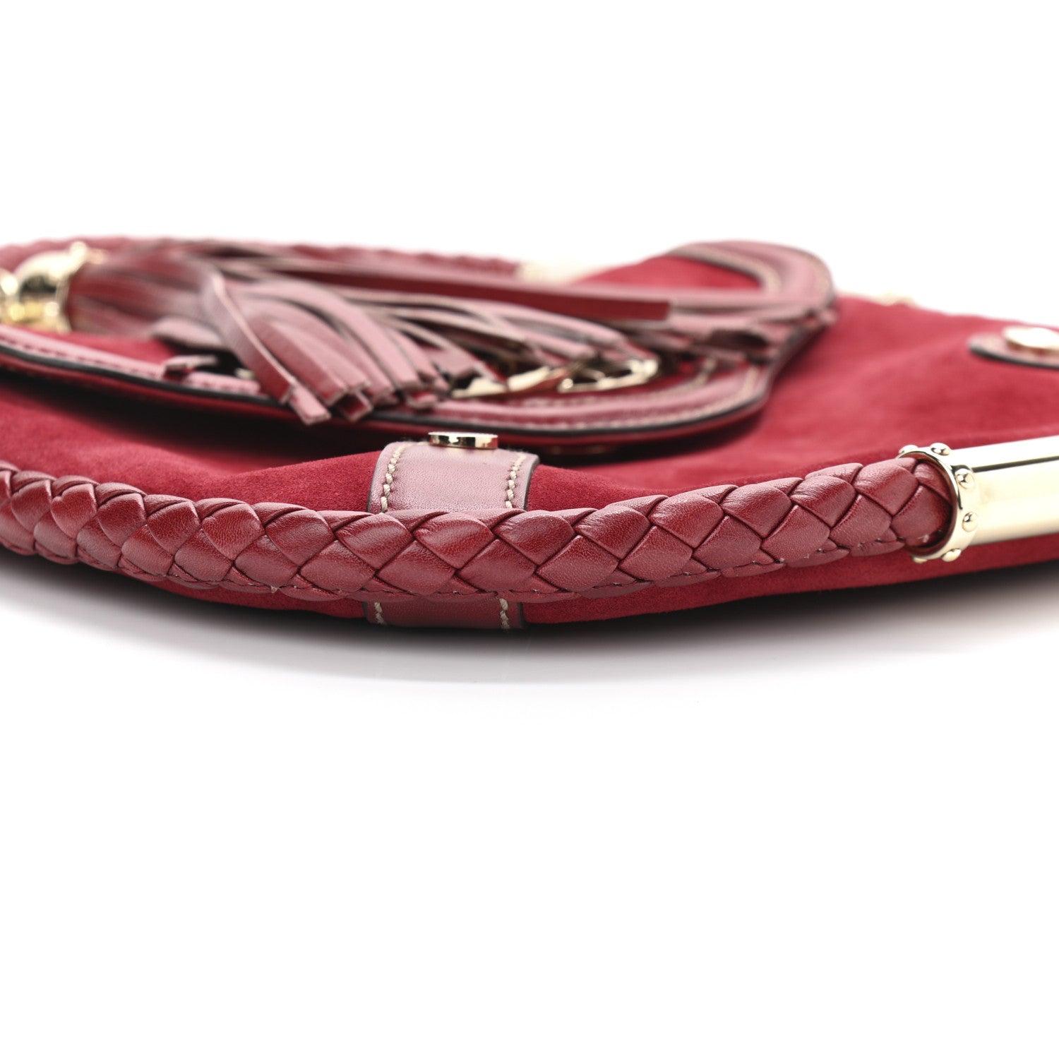 Gucci Suede Small Britt Tassel Shoulder Bag Dark Red 9 of 12