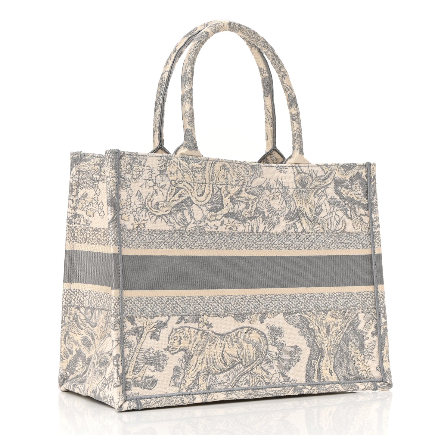 Canvas Embroidered Medium Dioriviera Toile De Jouy Book Tote Gray