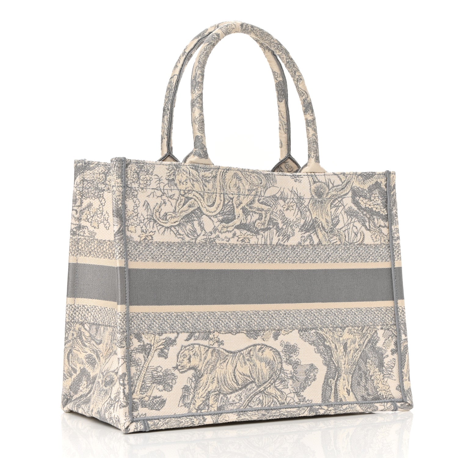 Christian Dior Canvas Embroidered Medium Dioriviera Toile De Jouy Book Tote Gray 2 of 9