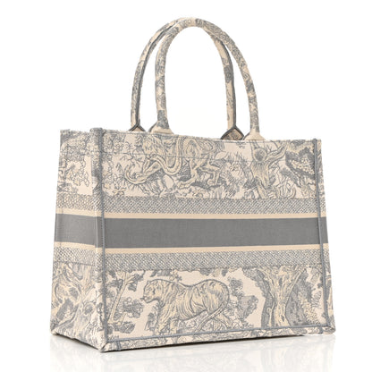 Christian Dior Canvas Embroidered Medium Dioriviera Toile De Jouy Book Tote Gray 2 of 9