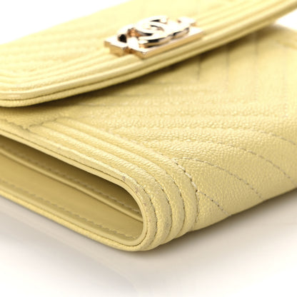 Chanel Caviar Chevron Quilted Boy Compact Wallet Yellow 8 of 11