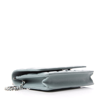 Chanel Caviar Quilted Wallet On Chain WOC Light Blue 4 of 12