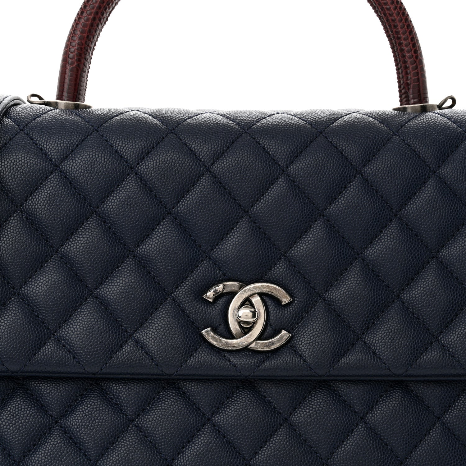 Chanel Caviar Lizard Quilted Medium Coco Handle Flap Navy 8 of 11