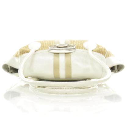 Prada Straw Leather Antic Easy Foldover Pushlock Satchel White 5 of 8