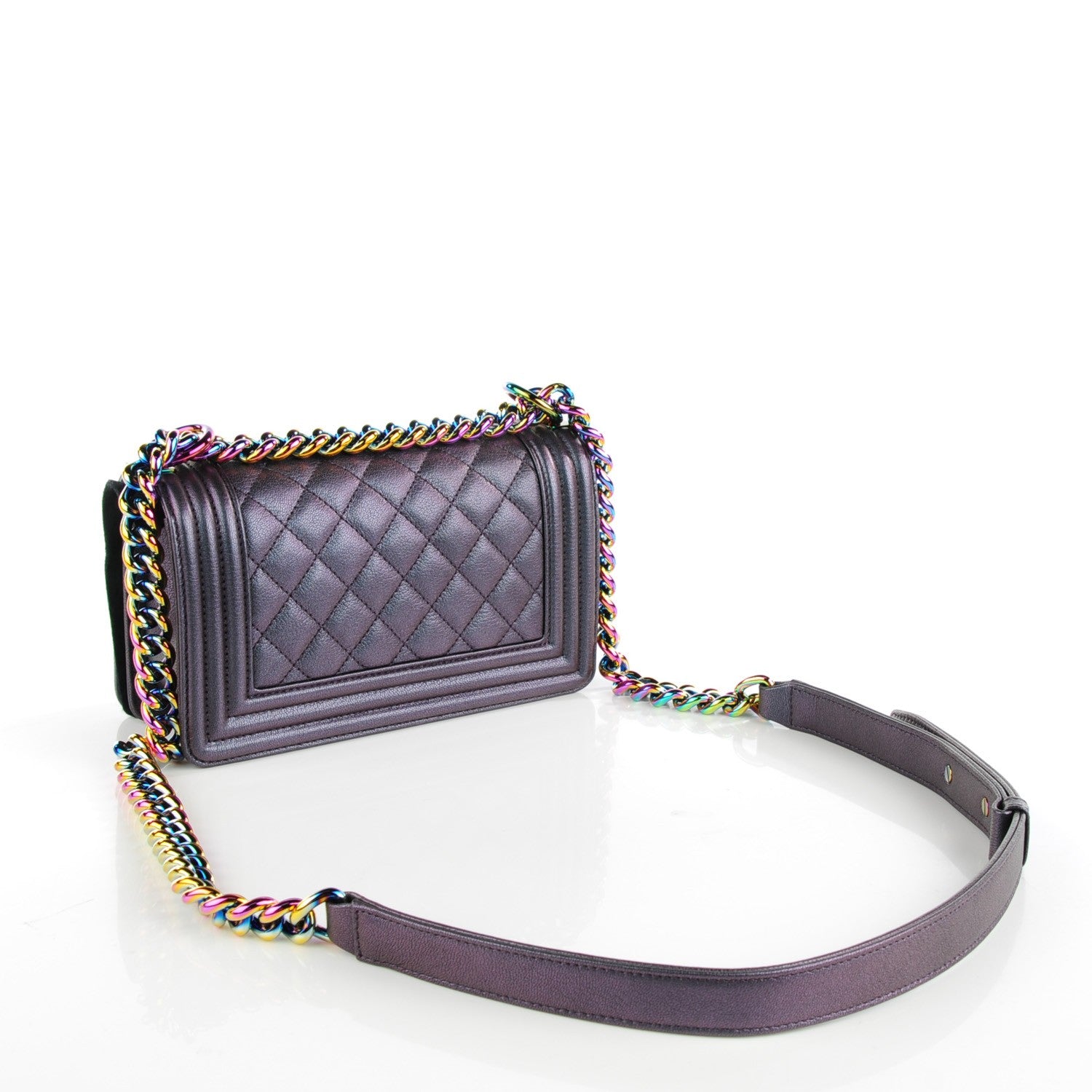 Chanel Iridescent Goatskin Quilted Small Boy Flap Purple 3 of 8