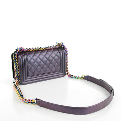 Chanel Iridescent Goatskin Quilted Small Boy Flap Purple 3 of 8