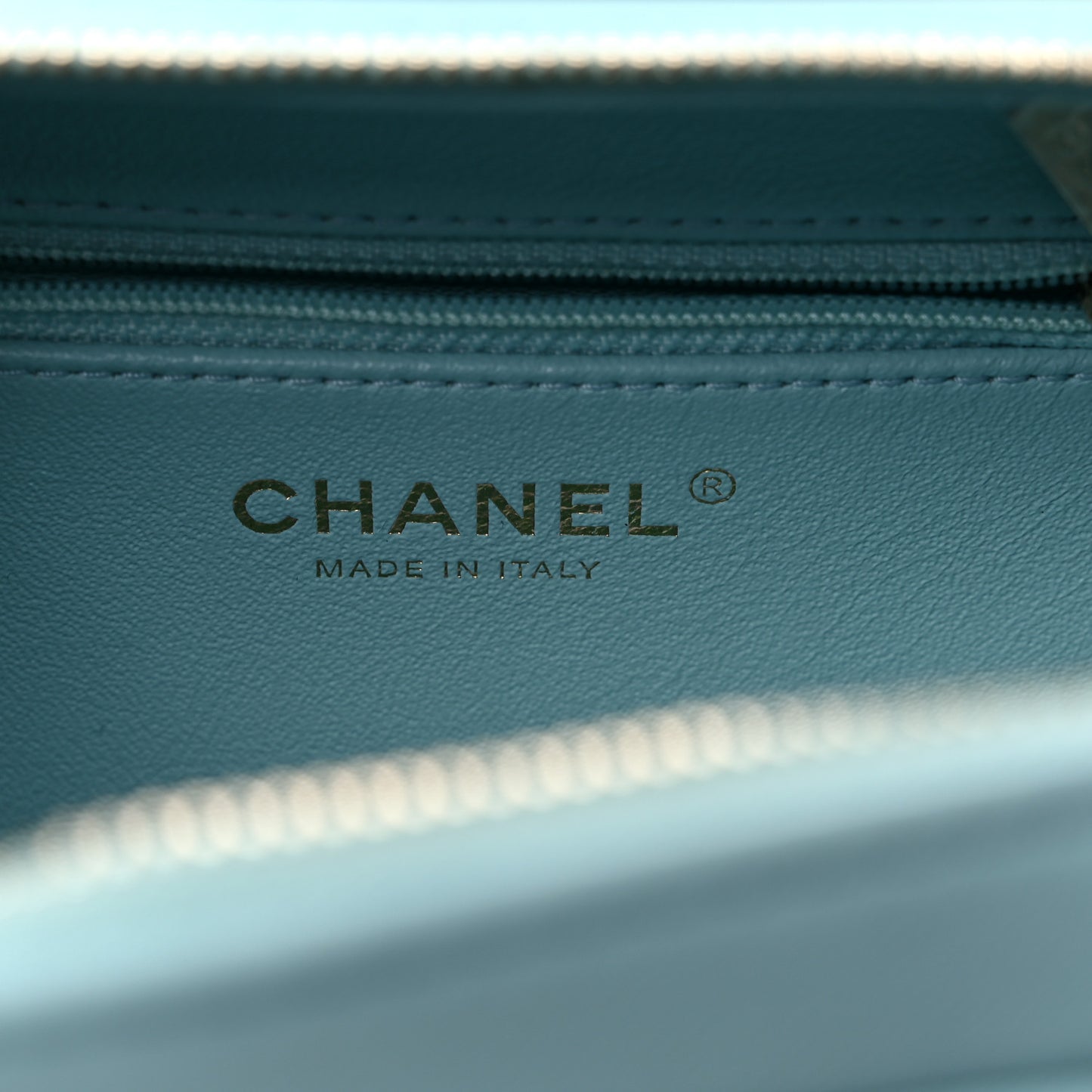 Lambskin Quilted Small Trendy CC Bowling Bag Light Blue
