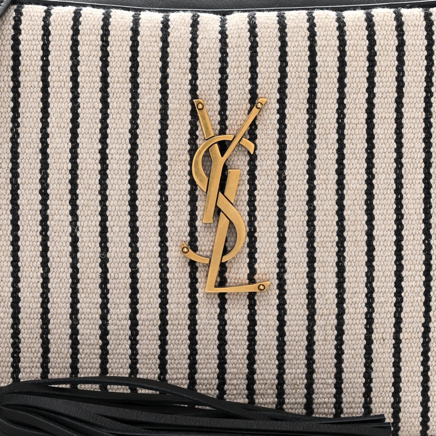 Saint Laurent Canvas Calfskin Monogram Lou Camera Bag Black Grey Cream 8 of 11