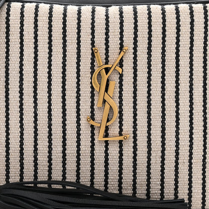 Saint Laurent Canvas Calfskin Monogram Lou Camera Bag Black Grey Cream 8 of 11
