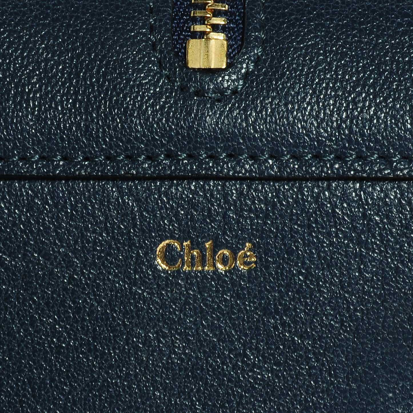 Leather Ghost Long Zipped Wallet Navy