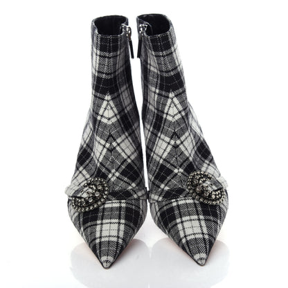 Christian Dior Canvas Tartan Gang Ankle Boots 39 Black 5 of 10