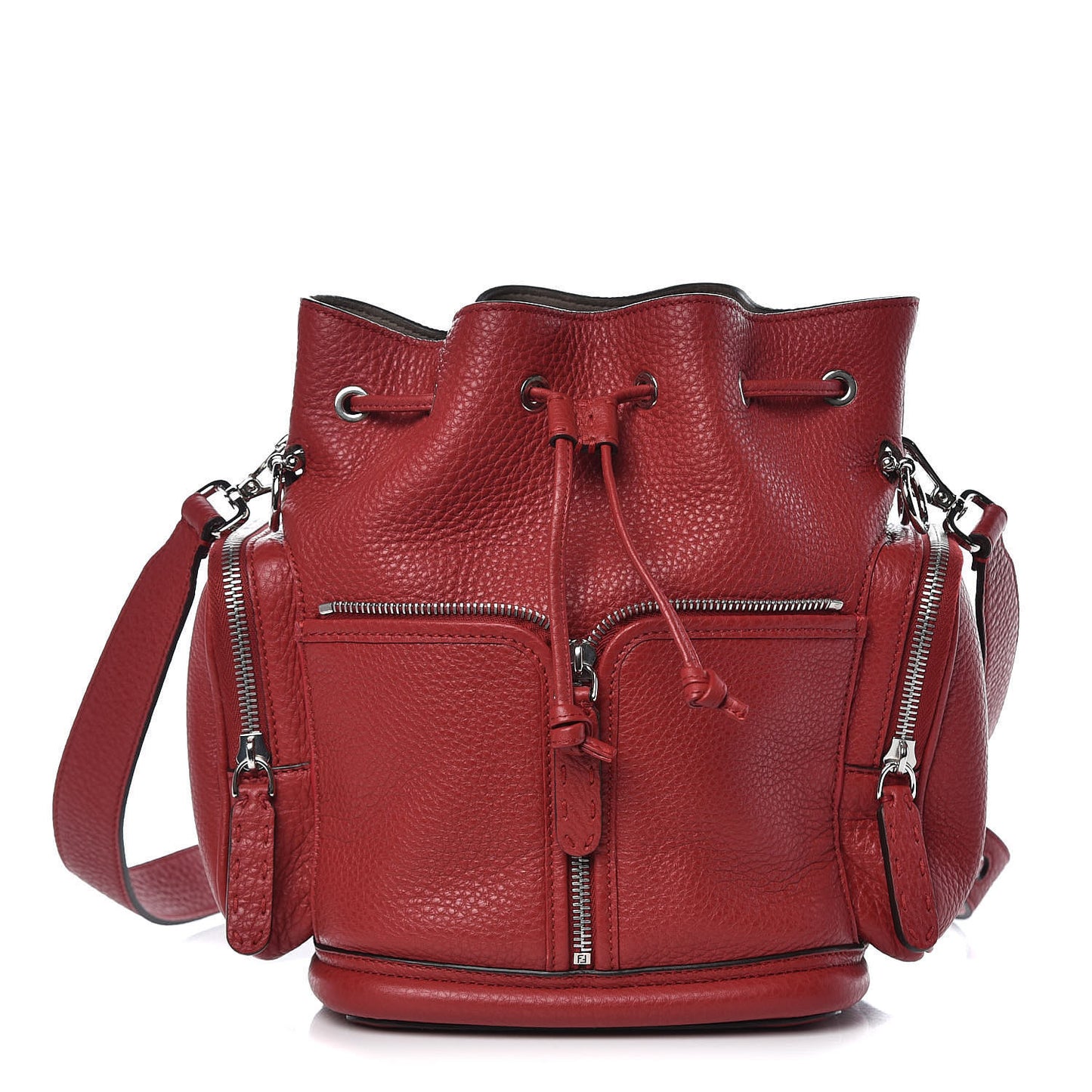 Cuoio Romano Selleria F is Fendi Grande Mon Tresor Pocket Bucket Bag Rosso