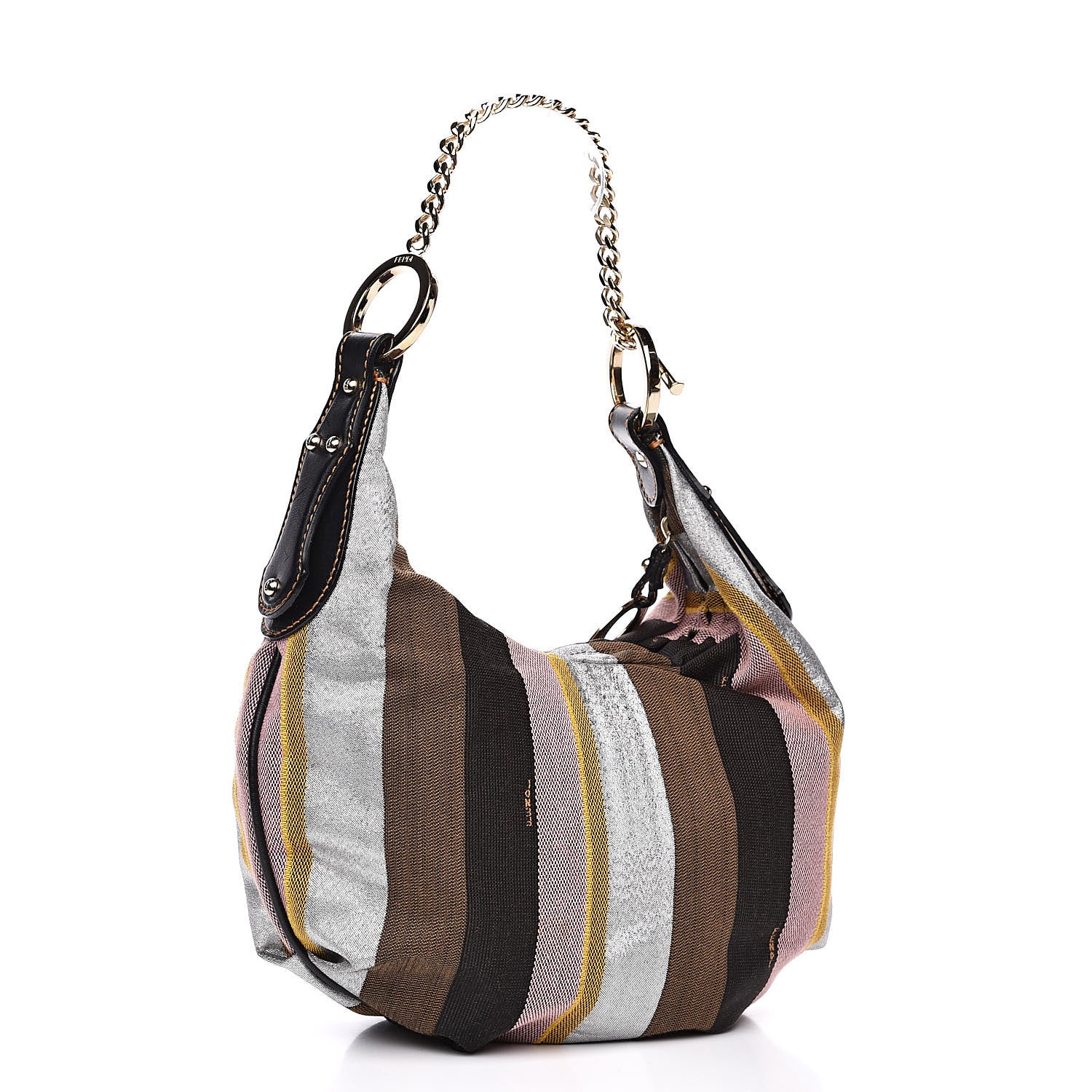 Fendi Pequin Small Chef Chain Hobo Multicolor Rosa Black 3 of 10