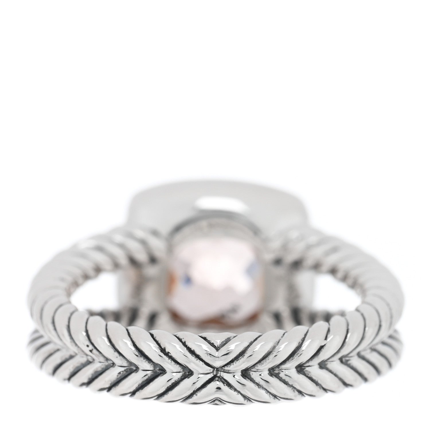 David Yurman Sterling Silver Diamond Morganite 7mm Petite Albion Ring 50 5.5 3 of 4