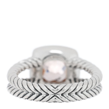 David Yurman Sterling Silver Diamond Morganite 7mm Petite Albion Ring 50 5.5 3 of 4