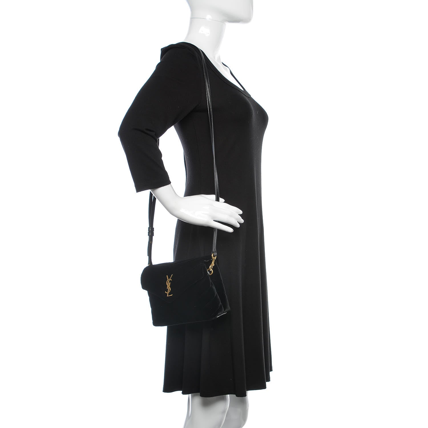 Saint Laurent Velvet Y Quilted Monogram Toy Loulou Chain Satchel French Black 2 of 10