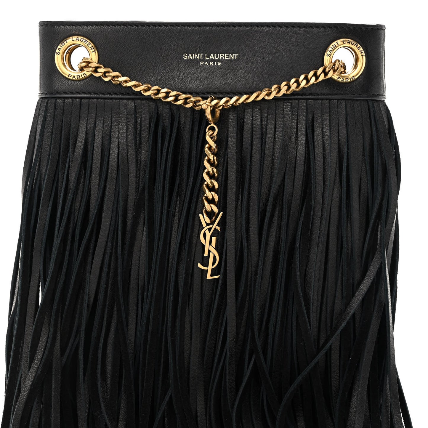 Calfskin Small Grace Fringed Hobo Bag Black