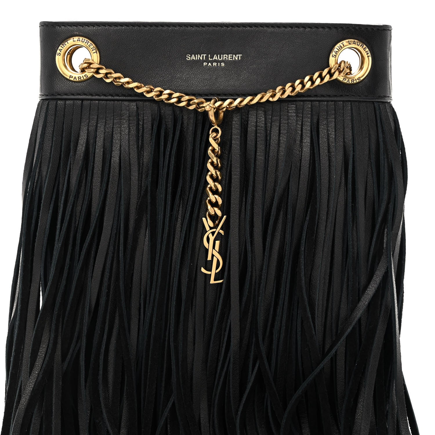 Saint Laurent Calfskin Small Grace Fringed Hobo Bag Black 7 of 9