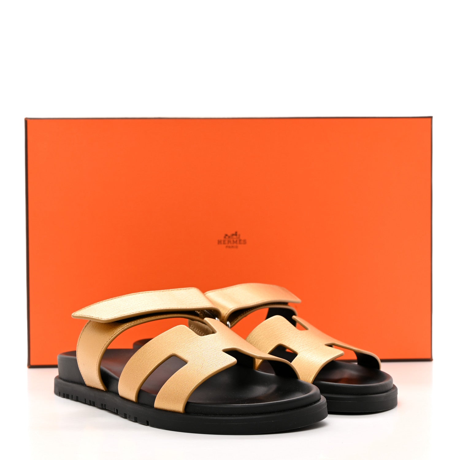 Hermes Metallic Goatskin Womens Chypre Sandals 36.5 Dore 9 of 9