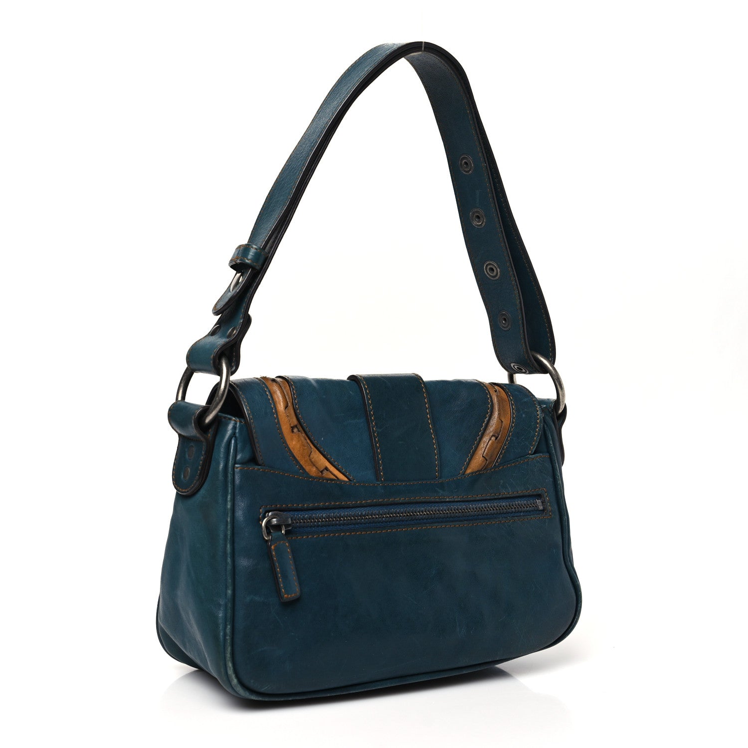 Christian Dior Calfskin Mini Gaucho Crossbody Bag Blue 3 of 14