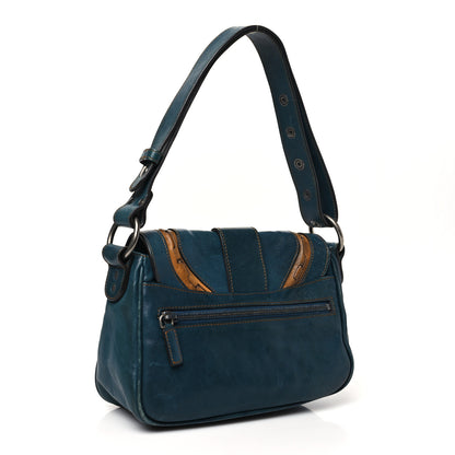 Christian Dior Calfskin Mini Gaucho Crossbody Bag Blue 3 of 14