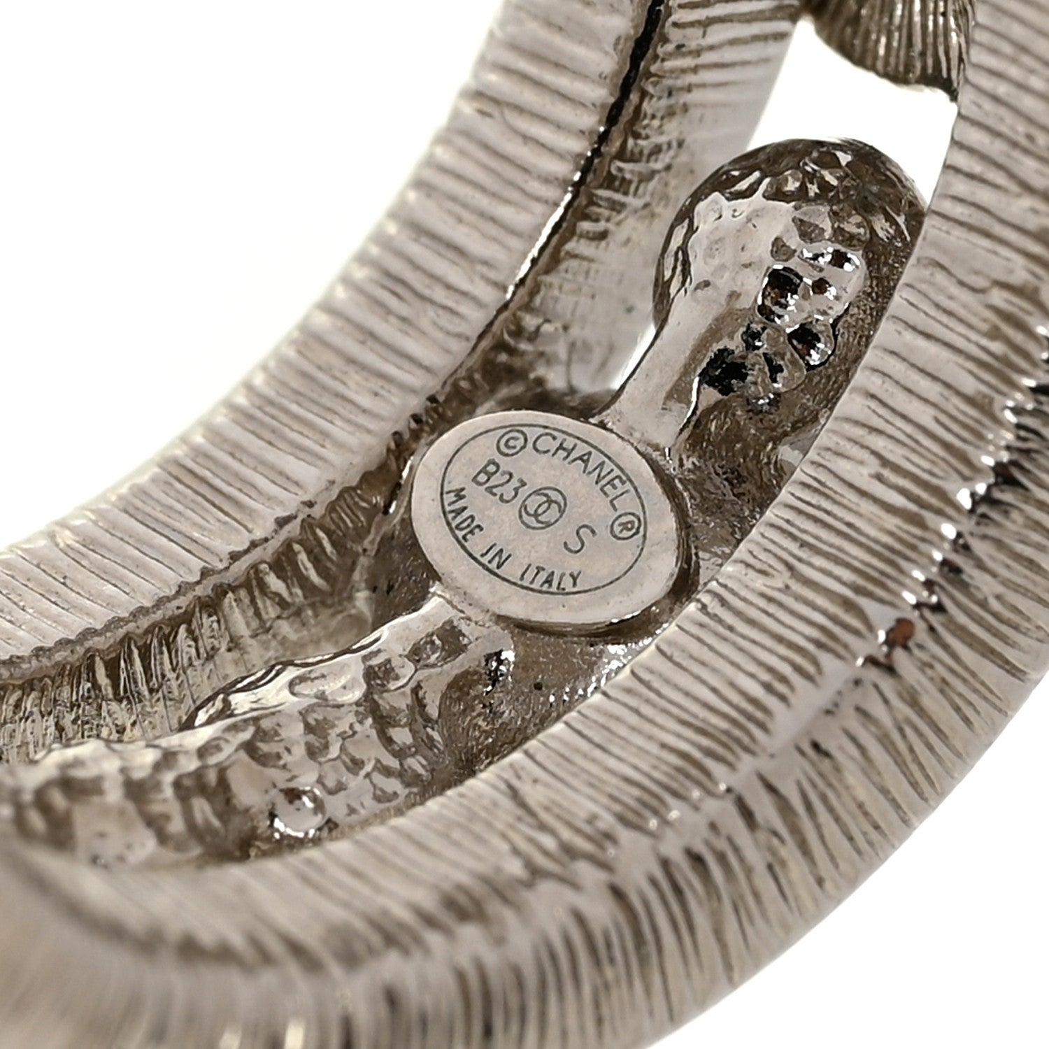 Chanel Metal Crystal CC Hoop Earrings Silver 4 of 5